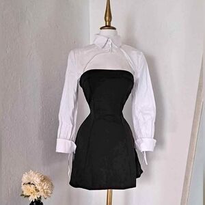 Fashion Nova Black and White Long Sleeve Dress